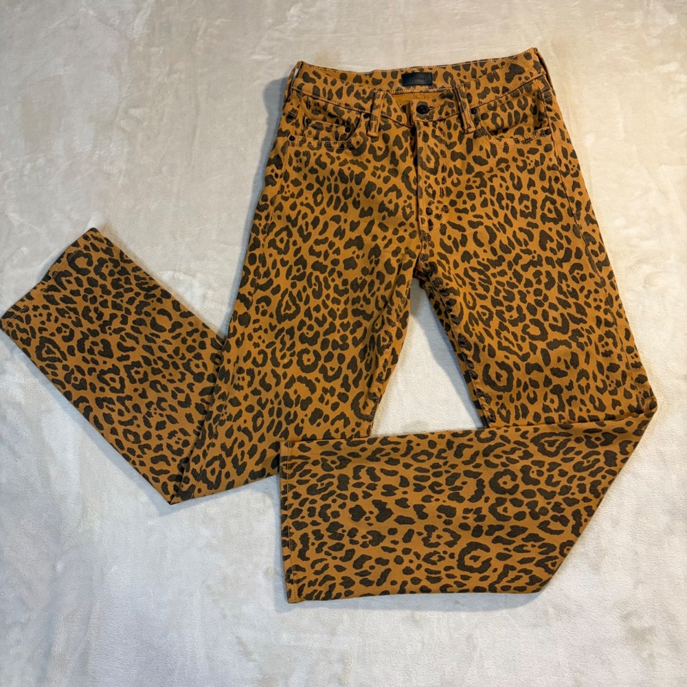 Mother The Mid Rise Rider Ankle Jeans Hit The Spot Leopard Print Size 27